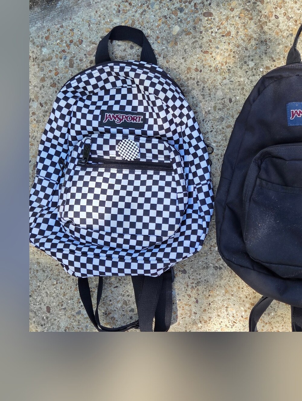 Jansport Black Backpack with Black & White Checkerboard Backpack
